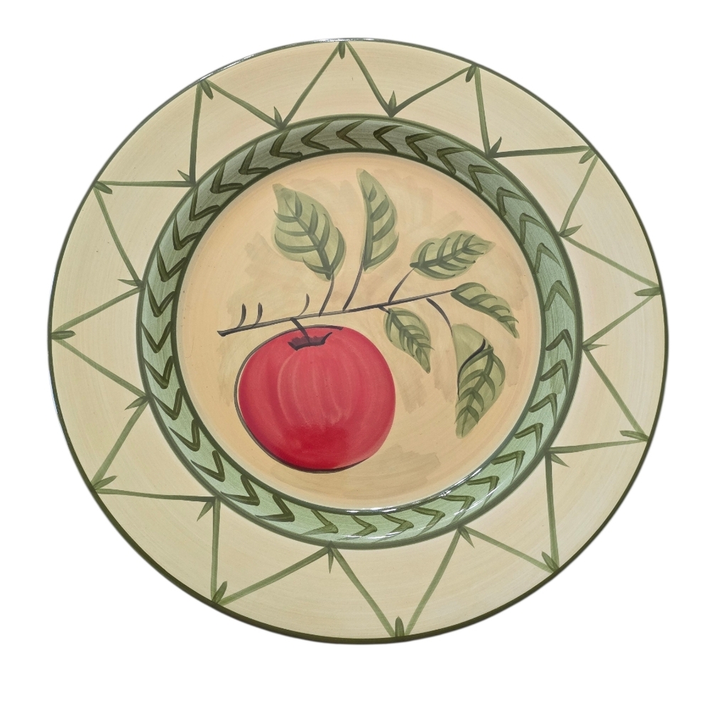 Applewood Hand-Painted Ceramic Platter with Red Apple Design